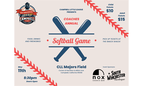 Coaches Game & Fireworks - May 11th at 5:30pm